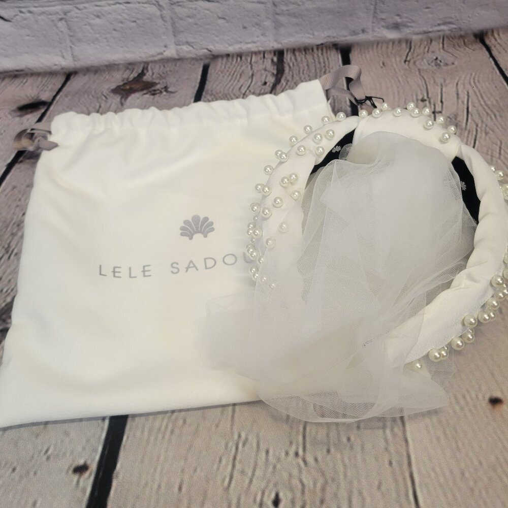 Lele Sadoughi Veil Imitation Pearl Satin Headband